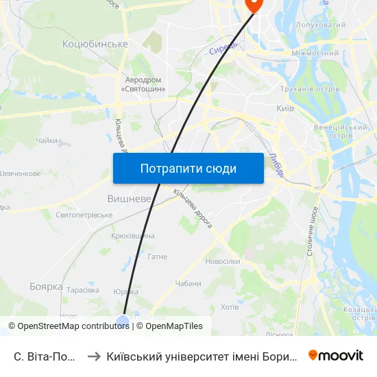 С. Віта-Поштова to Київський університет імені Бориса Грінченка map