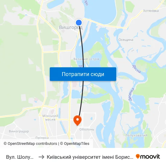 Вул. Шолуденка to Київський університет імені Бориса Грінченка map