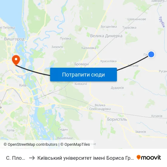 С. Плоске to Київський університет імені Бориса Грінченка map