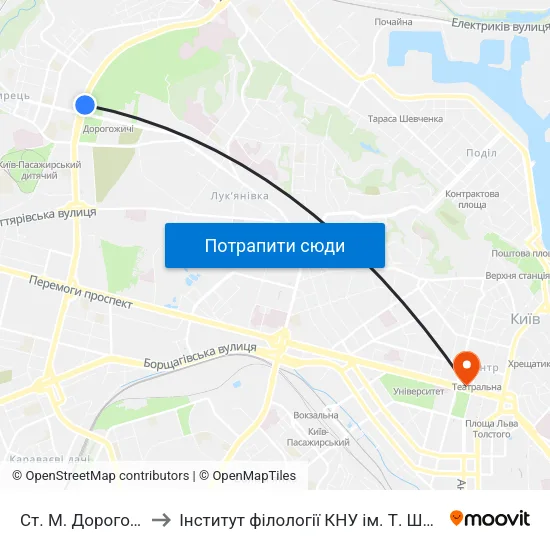 Ст. М. Дорогожичі to Інститут філології КНУ ім. Т. Шевченка map