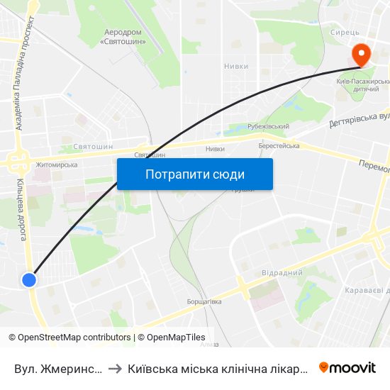 Вул. Жмеринська to Київська міська клінічна лікарня №9 map