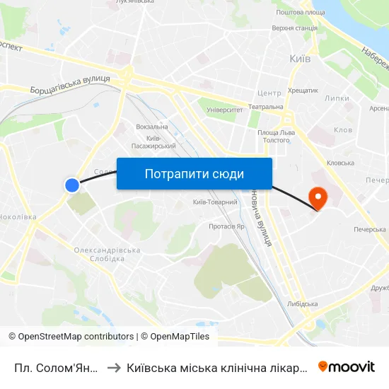 Пл. Солом'Янська to Київська міська клінічна лікарня №17 map