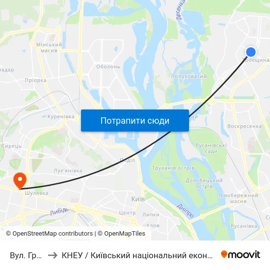 Вул. Градинська to КНЕУ / Київський національний економічний університет ім. В. Гетьмана map