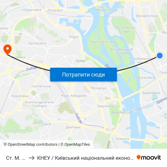 Ст. М. Дарниця to КНЕУ / Київський національний економічний університет ім. В. Гетьмана map