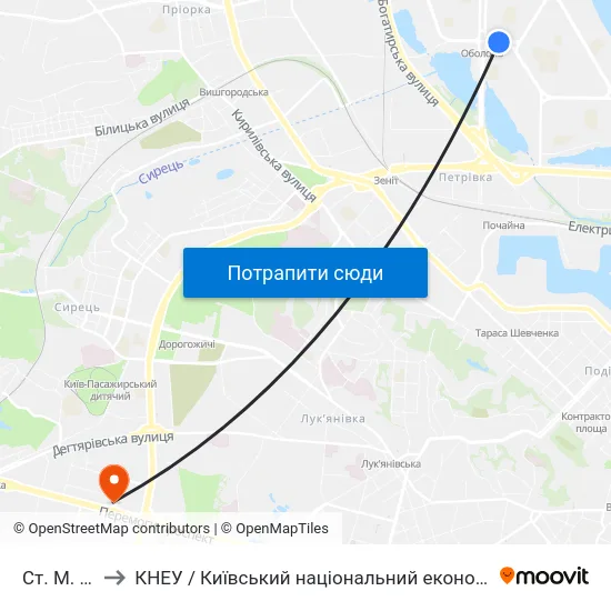 Ст. М. Оболонь to КНЕУ / Київський національний економічний університет ім. В. Гетьмана map