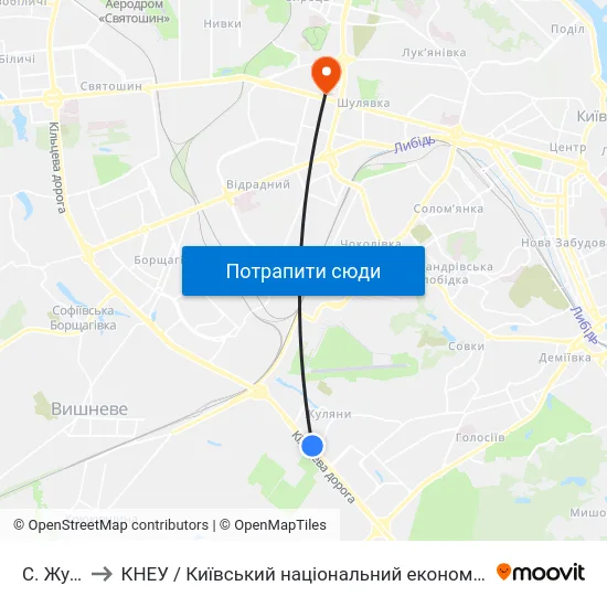 С. Жуляни-1 to КНЕУ / Київський національний економічний університет ім. В. Гетьмана map