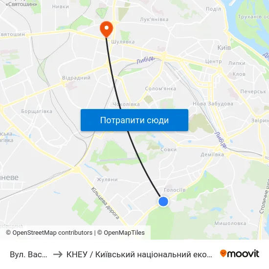 Вул. Васильківська to КНЕУ / Київський національний економічний університет ім. В. Гетьмана map