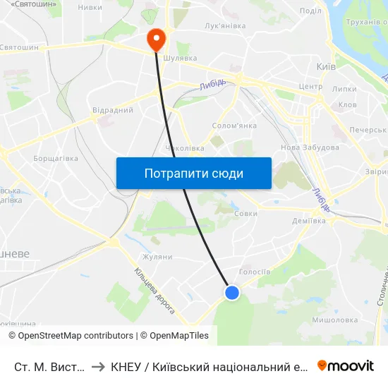 Ст. М. Виставковий Центр to КНЕУ / Київський національний економічний університет ім. В. Гетьмана map