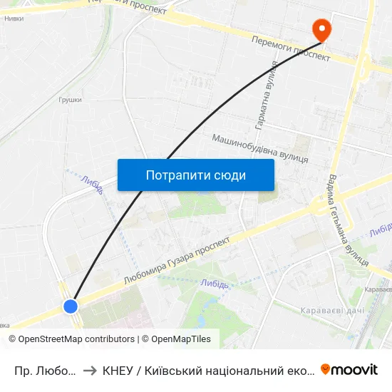 Пр. Любомира Гузара to КНЕУ / Київський національний економічний університет ім. В. Гетьмана map