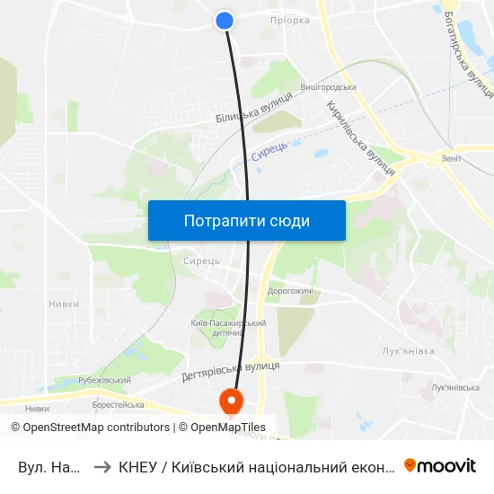 Вул. Наталії Ужвій to КНЕУ / Київський національний економічний університет ім. В. Гетьмана map