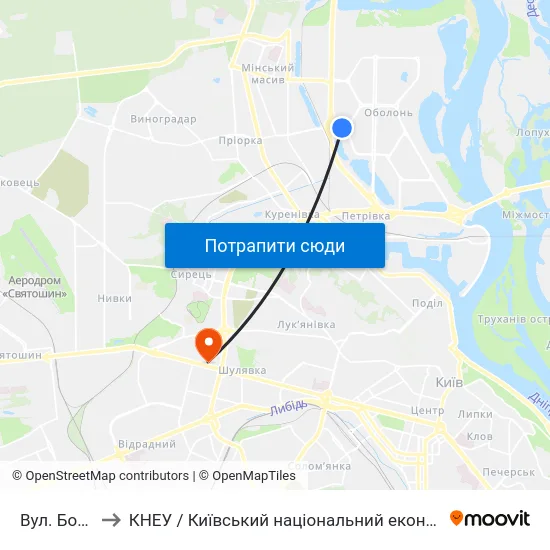 Вул. Богатирська to КНЕУ / Київський національний економічний університет ім. В. Гетьмана map