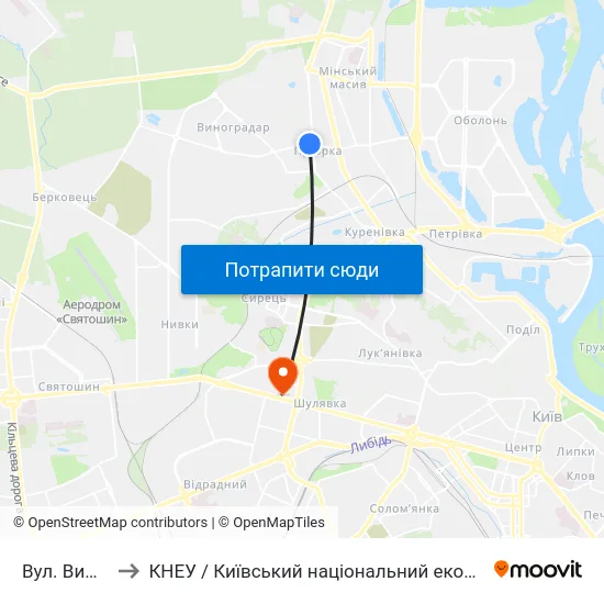 Вул. Вишгородська to КНЕУ / Київський національний економічний університет ім. В. Гетьмана map