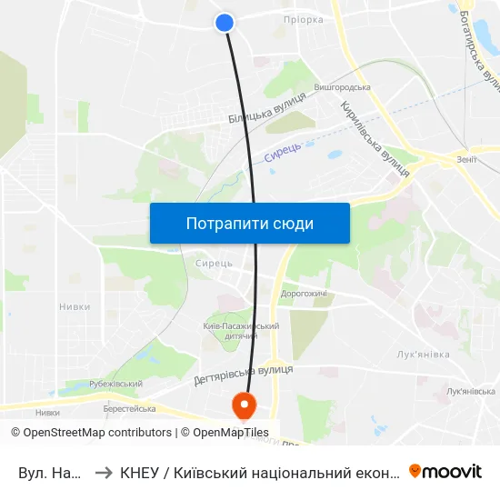 Вул. Наталії Ужвій to КНЕУ / Київський національний економічний університет ім. В. Гетьмана map