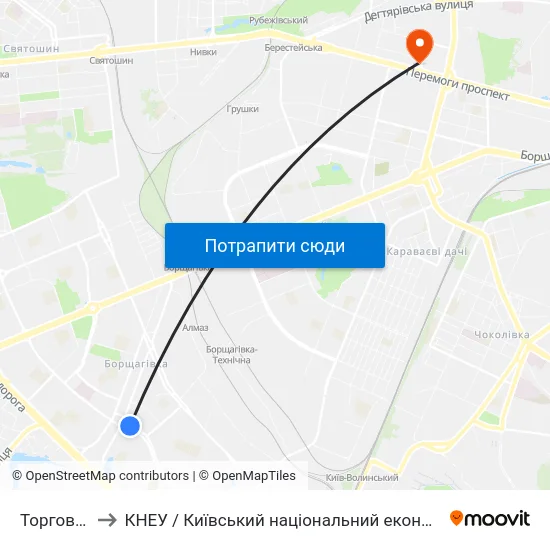 Торговий Центр to КНЕУ / Київський національний економічний університет ім. В. Гетьмана map