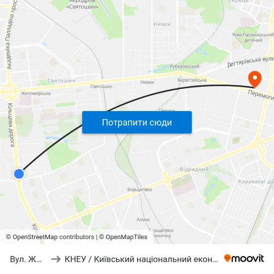 Вул. Жмеринська to КНЕУ / Київський національний економічний університет ім. В. Гетьмана map