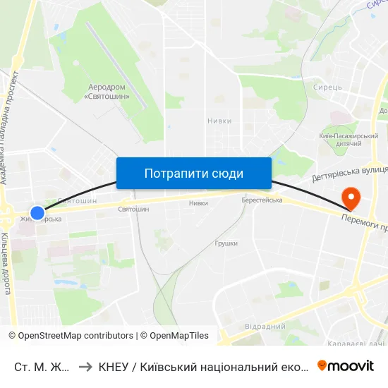 Ст. М. Житомирська to КНЕУ / Київський національний економічний університет ім. В. Гетьмана map