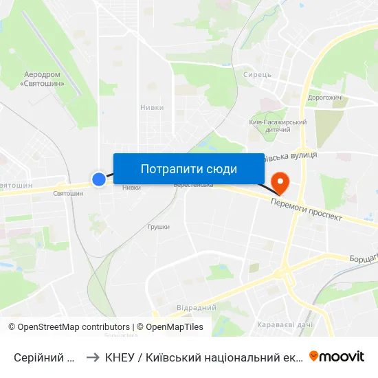 Серійний Завод Антонов to КНЕУ / Київський національний економічний університет ім. В. Гетьмана map