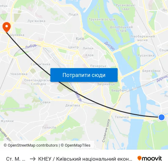 Ст. М. Осокорки to КНЕУ / Київський національний економічний університет ім. В. Гетьмана map