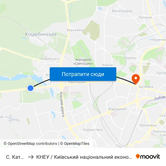 С. Катеринівка to КНЕУ / Київський національний економічний університет ім. В. Гетьмана map