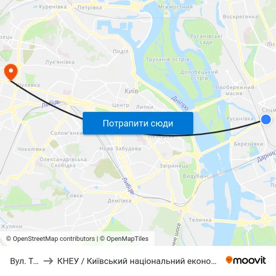 Вул. Тампере to КНЕУ / Київський національний економічний університет ім. В. Гетьмана map