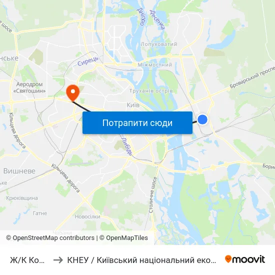 Ж/К Комфорт-Таун to КНЕУ / Київський національний економічний університет ім. В. Гетьмана map