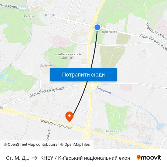 Ст. М. Дорогожичі to КНЕУ / Київський національний економічний університет ім. В. Гетьмана map