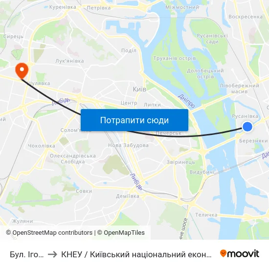 Бул. Ігоря Шамо to КНЕУ / Київський національний економічний університет ім. В. Гетьмана map