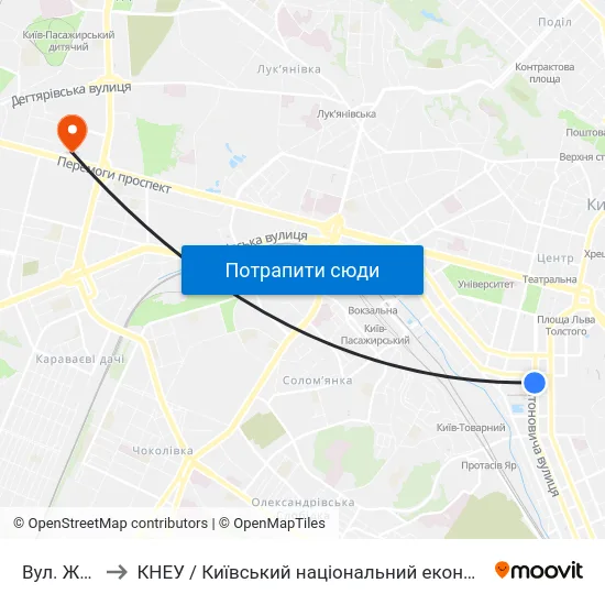 Вул. Жилянська to КНЕУ / Київський національний економічний університет ім. В. Гетьмана map
