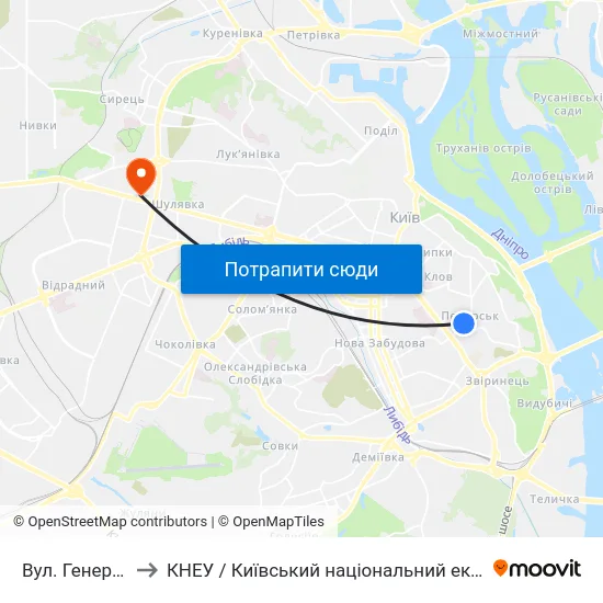 Вул. Генерала Алмазова to КНЕУ / Київський національний економічний університет ім. В. Гетьмана map