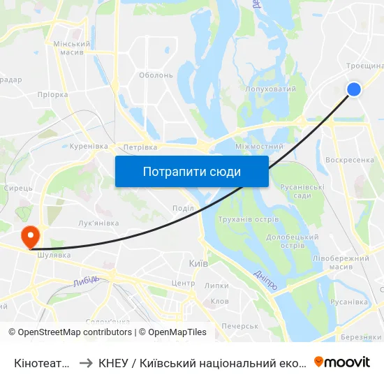 Кінотеатр Флоренція to КНЕУ / Київський національний економічний університет ім. В. Гетьмана map