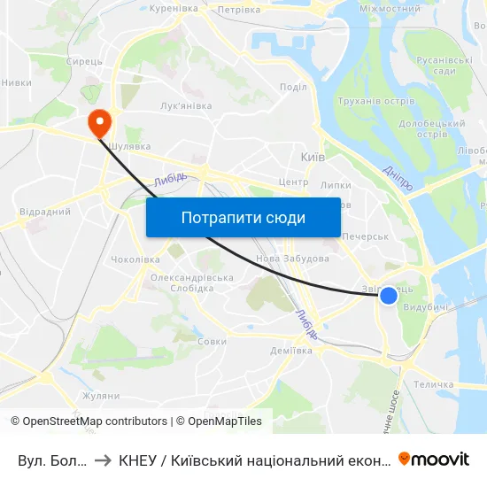 Вул. Болсуновська to КНЕУ / Київський національний економічний університет ім. В. Гетьмана map