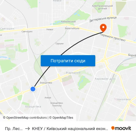 Пр. Леся Курбаса to КНЕУ / Київський національний економічний університет ім. В. Гетьмана map