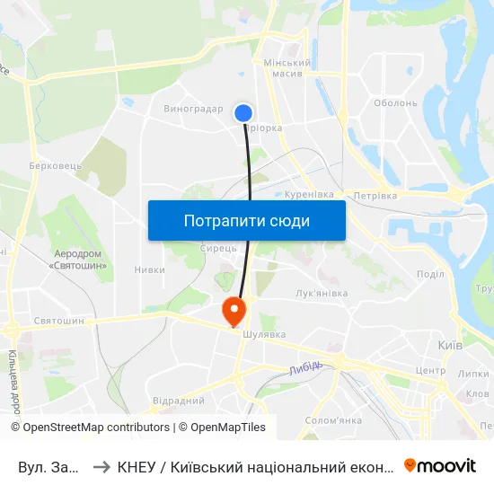 Вул. Западинська to КНЕУ / Київський національний економічний університет ім. В. Гетьмана map