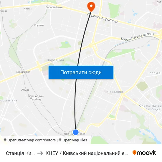Станція Київ-Волинський to КНЕУ / Київський національний економічний університет ім. В. Гетьмана map