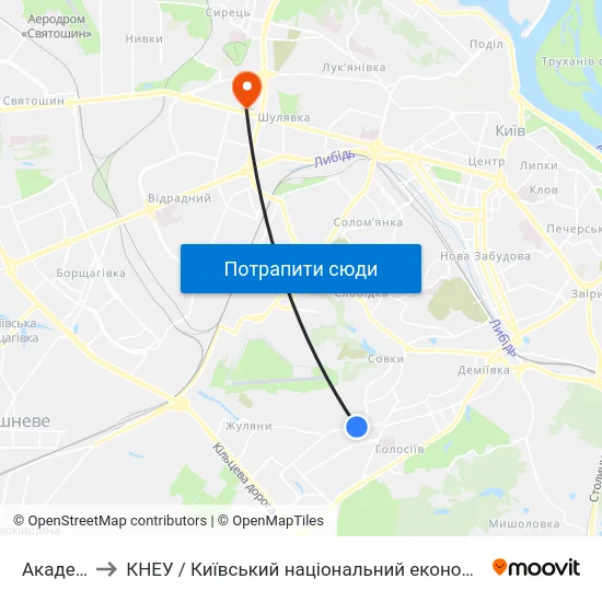 Академія Сбу to КНЕУ / Київський національний економічний університет ім. В. Гетьмана map