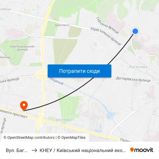 Вул. Багговутівська to КНЕУ / Київський національний економічний університет ім. В. Гетьмана map