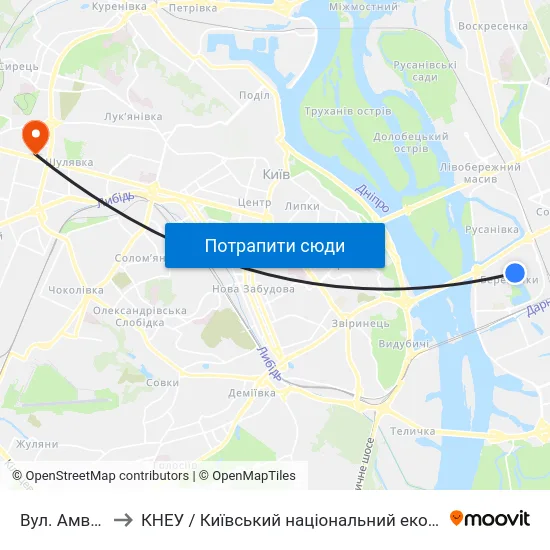 Вул. Амвросія Бучми to КНЕУ / Київський національний економічний університет ім. В. Гетьмана map