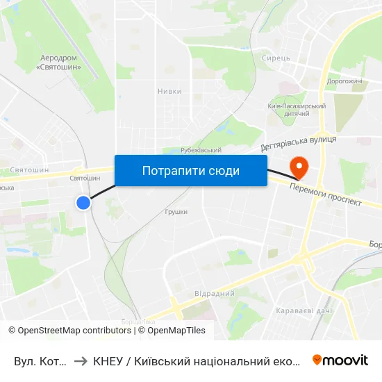 Вул. Котельникова to КНЕУ / Київський національний економічний університет ім. В. Гетьмана map