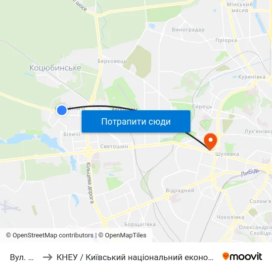 Вул. Підлісна to КНЕУ / Київський національний економічний університет ім. В. Гетьмана map