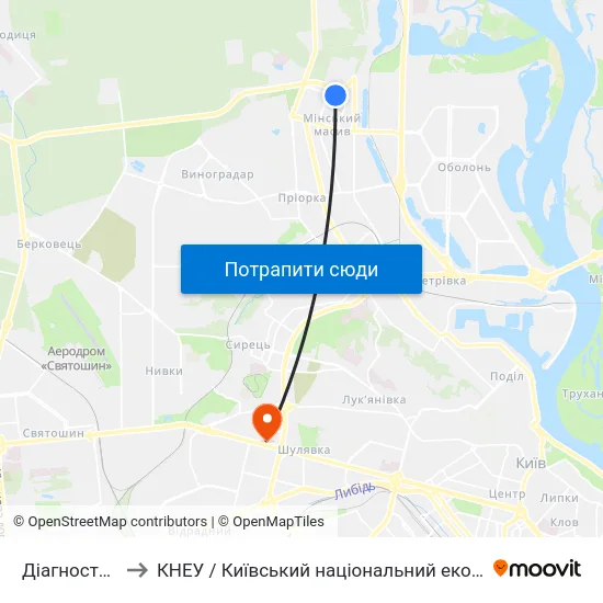 Діагностичний Центр to КНЕУ / Київський національний економічний університет ім. В. Гетьмана map