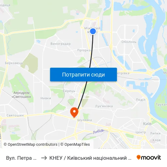 Вул. Петра Калнишевського to КНЕУ / Київський національний економічний університет ім. В. Гетьмана map