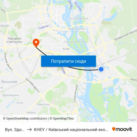 Вул. Здолбунівська to КНЕУ / Київський національний економічний університет ім. В. Гетьмана map