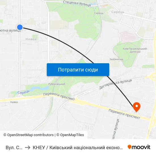 Вул. Салютна to КНЕУ / Київський національний економічний університет ім. В. Гетьмана map