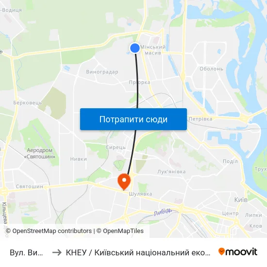 Вул. Вишгородська to КНЕУ / Київський національний економічний університет ім. В. Гетьмана map