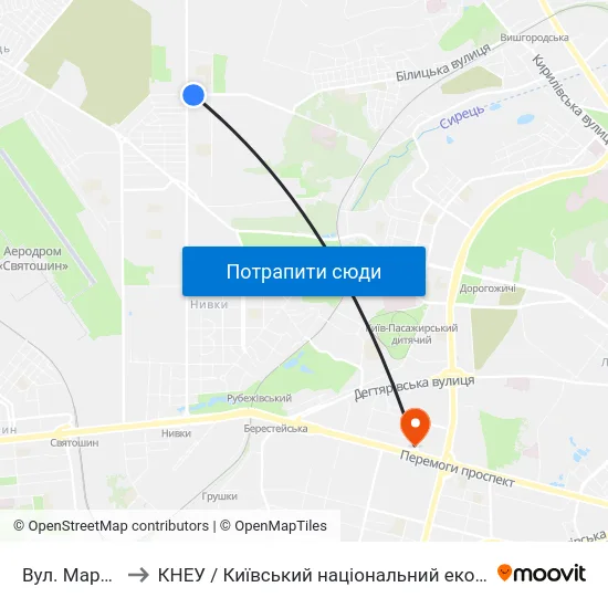 Вул. Маршала Гречка to КНЕУ / Київський національний економічний університет ім. В. Гетьмана map