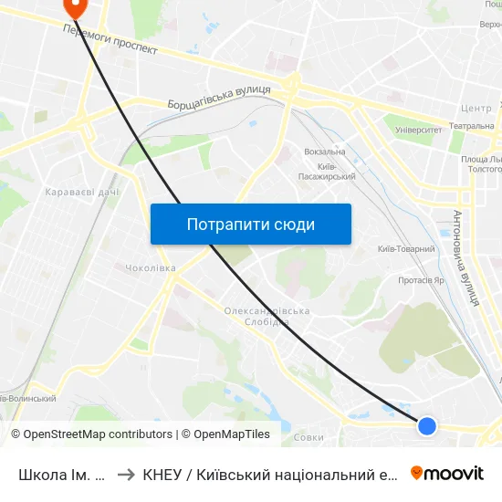 Школа Ім. Лобановського to КНЕУ / Київський національний економічний університет ім. В. Гетьмана map