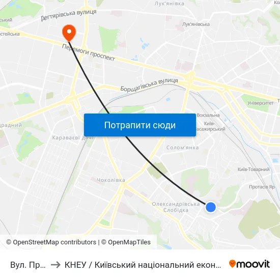 Вул. Протасів Яр to КНЕУ / Київський національний економічний університет ім. В. Гетьмана map