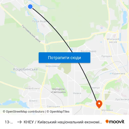 13-А Лінія to КНЕУ / Київський національний економічний університет ім. В. Гетьмана map