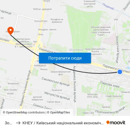 Зоопарк to КНЕУ / Київський національний економічний університет ім. В. Гетьмана map