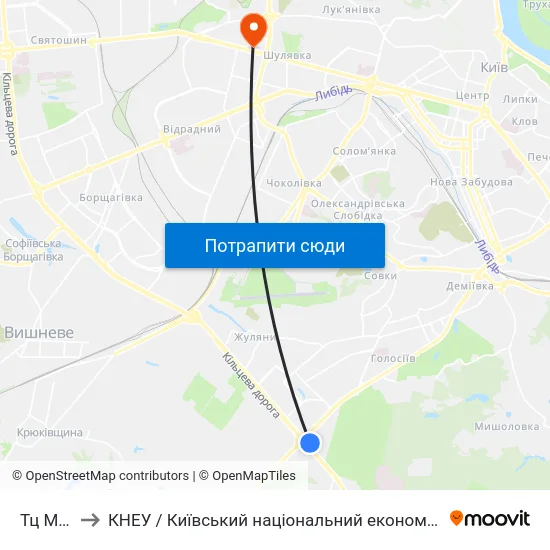 Тц Магелан to КНЕУ / Київський національний економічний університет ім. В. Гетьмана map